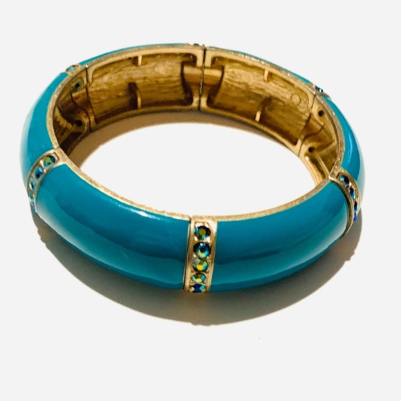 Vintage Blue Jeweled Bangle - Picture 7 of 7